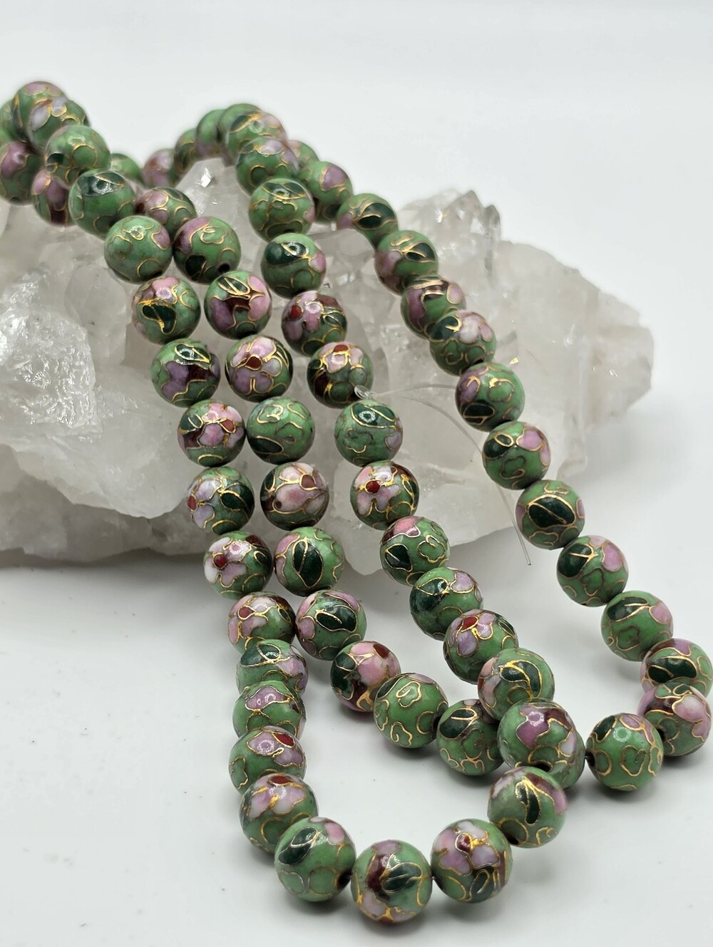 Spring Green (Medium Green) 10mm Chinese Cloisonne Beads